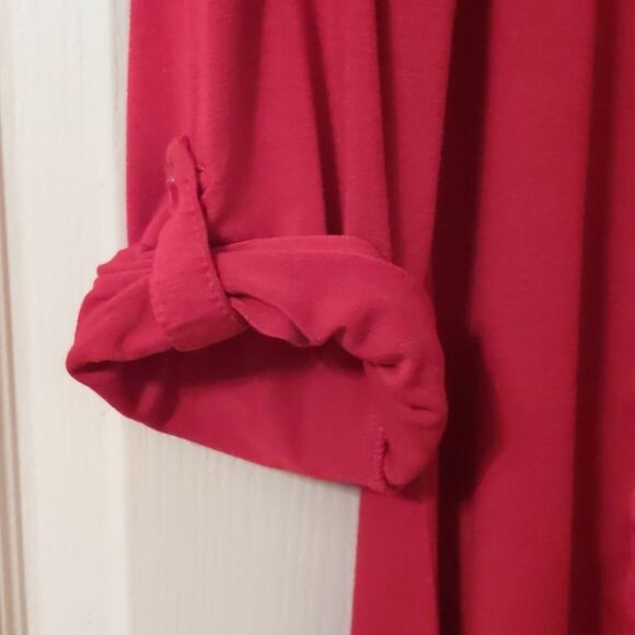 Red Tunic Top Women Long Tab Sleeve Rayon/Spandex Size L - Picture 2 of 6